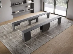 Sale ITAMOBY Mesa consola extensível 90x42/302 cm Evolve Antracite Espatulado extensões internas com banco inferior e superior Cinzento