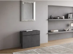 Sale ITAMOBY Mesa consola extensível 90x42/302 cm Evolve Antracite Espatulado extensões internas com banco inferior e superior Cinzento