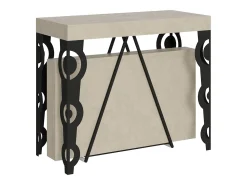 Consola*Ityhome Mesa consola extensível 90x40/196 cm Aceres Small caxemira quadro antracite Cinzento
