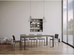 Discount ITAMOBY Mesa consola extensível 90x40/196 cm Tecno Small Tortora quadro Antracite Castanho