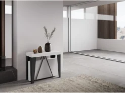Ityhome Mesa consola extensível 90x40/196 cm Algo Small cinza branca quadro antracite^ Consola