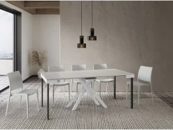 Consola*Ityhome Mesa consola extensível 90x40/300 cm Krack Evolution cinza branca quadro Branco