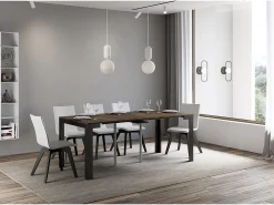 Consola*ITAMOBY Mesa consola extensível 90x40/300 cm Linea Evolution Nogueira quadro Antracite Natural escuro