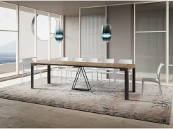 Consola|Ityhome Mesa consola extensível 90x40/300 cm Tarax nogueira quadro antracite Castanho
