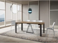 Consola|Ityhome Mesa consola extensível 90x40/300 cm Tarax nogueira quadro antracite Castanho