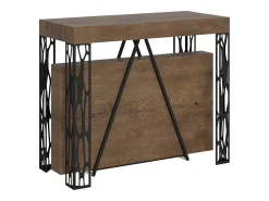 Ityhome Mesa consola extensível 90x40/300 cm Kerpa nogueira quadro antracite^ Consola