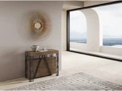 Ityhome Mesa consola extensível 90x40/300 cm Kerpa nogueira quadro antracite^ Consola
