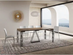 Ityhome Mesa consola extensível 90x40/300 cm Kerpa nogueira quadro antracite^ Consola