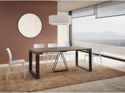 Consola*Ityhome Mesa consola extensível 90x40/300cm Sketa tortora quadro antracite Castanho