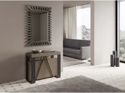 Consola*Ityhome Mesa consola extensível 90x40/300cm Zamat tortora quadro antracite Castanho
