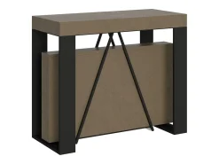 Consola*Ityhome Mesa consola extensível 90x40/300cm Zamat tortora quadro antracite Castanho