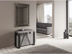 Consola*Ityhome Mesa consola extensível 90x40/300cm Zamat cimento quadro antracite Cinzento