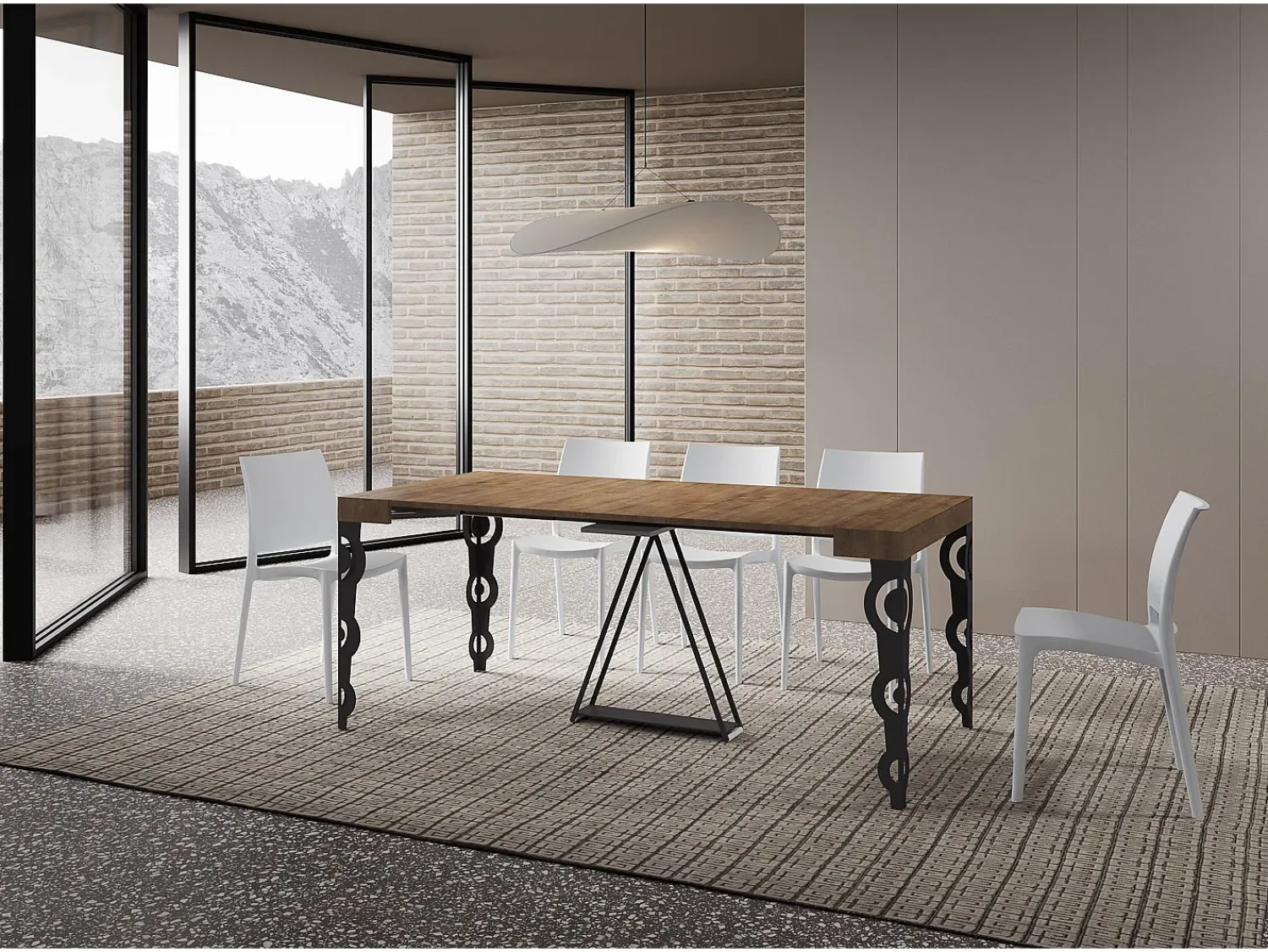 Consola|Ityhome Mesa consola extensível 90x40/300cm Aceres nogueira quadro antracite Castanho
