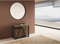 Consola|Ityhome Mesa consola extensível 90x40/300cm Sketa nogueira quadro antracite Castanho