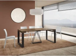 Consola|Ityhome Mesa consola extensível 90x40/300cm Sketa nogueira quadro antracite Castanho