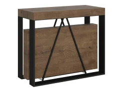 Consola|Ityhome Mesa consola extensível 90x40/300cm Sketa nogueira quadro antracite Castanho