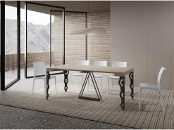 Consola*Ityhome Mesa consola extensível 90x40/300cm Aceres caxemira quadro antracite Cinzento