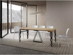 Ityhome Mesa consola extensível 90x40/300cm Aceres carvalho natural quadro antracite Castanho