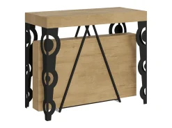 Ityhome Mesa consola extensível 90x40/300cm Aceres carvalho natural quadro antracite Castanho