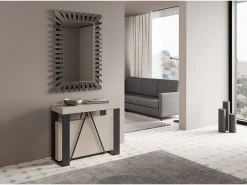 Consola|Ityhome Mesa consola extensível 90x40/300cm Zamat caxemira quadro antracite Cinzento