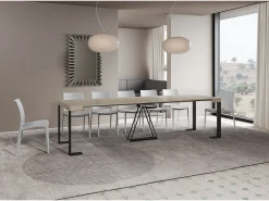 Consola|Ityhome Mesa consola extensível 90x40/300cm Zamat caxemira quadro antracite Cinzento