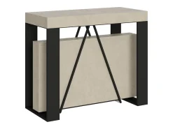Consola|Ityhome Mesa consola extensível 90x40/300cm Zamat caxemira quadro antracite Cinzento