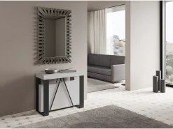 Consola|Ityhome Mesa consola extensível 90x40/300cm Zamat cinza branca quadro antracite Branco