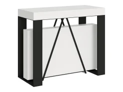 Consola|Ityhome Mesa consola extensível 90x40/300cm Zamat cinza branca quadro antracite Branco