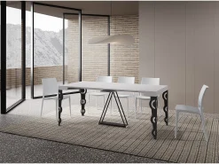 Consola*Ityhome Mesa consola extensível 90x40/300cm Aceres cinza branca quadro antracite Branco