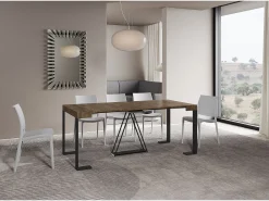 Consola|Ityhome Mesa consola extensível 90x40/300cm Zamat nogueira quadro antracite Castanho