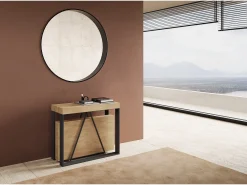 Ityhome Mesa consola extensível 90x40/300cm Sketa carvalho natural quadro antracite^ Consola