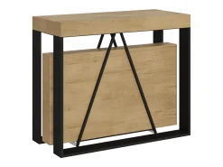 Ityhome Mesa consola extensível 90x40/300cm Sketa carvalho natural quadro antracite^ Consola