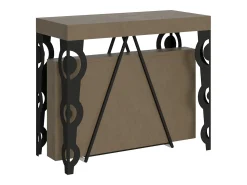Consola*Ityhome Mesa consola extensível 90x40/300cm Aceres tortora quadro antracite Castanho