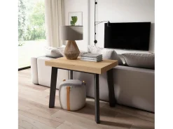 Skraut Home Mesa Consola Extensível, 160x90x73cm, Para 8 pessoas, Pés de madeira, Carvahlo^ Consola