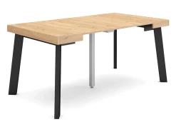Skraut Home Mesa Consola Extensível, 160x90x73cm, Para 8 pessoas, Pés de madeira, Carvahlo^ Consola