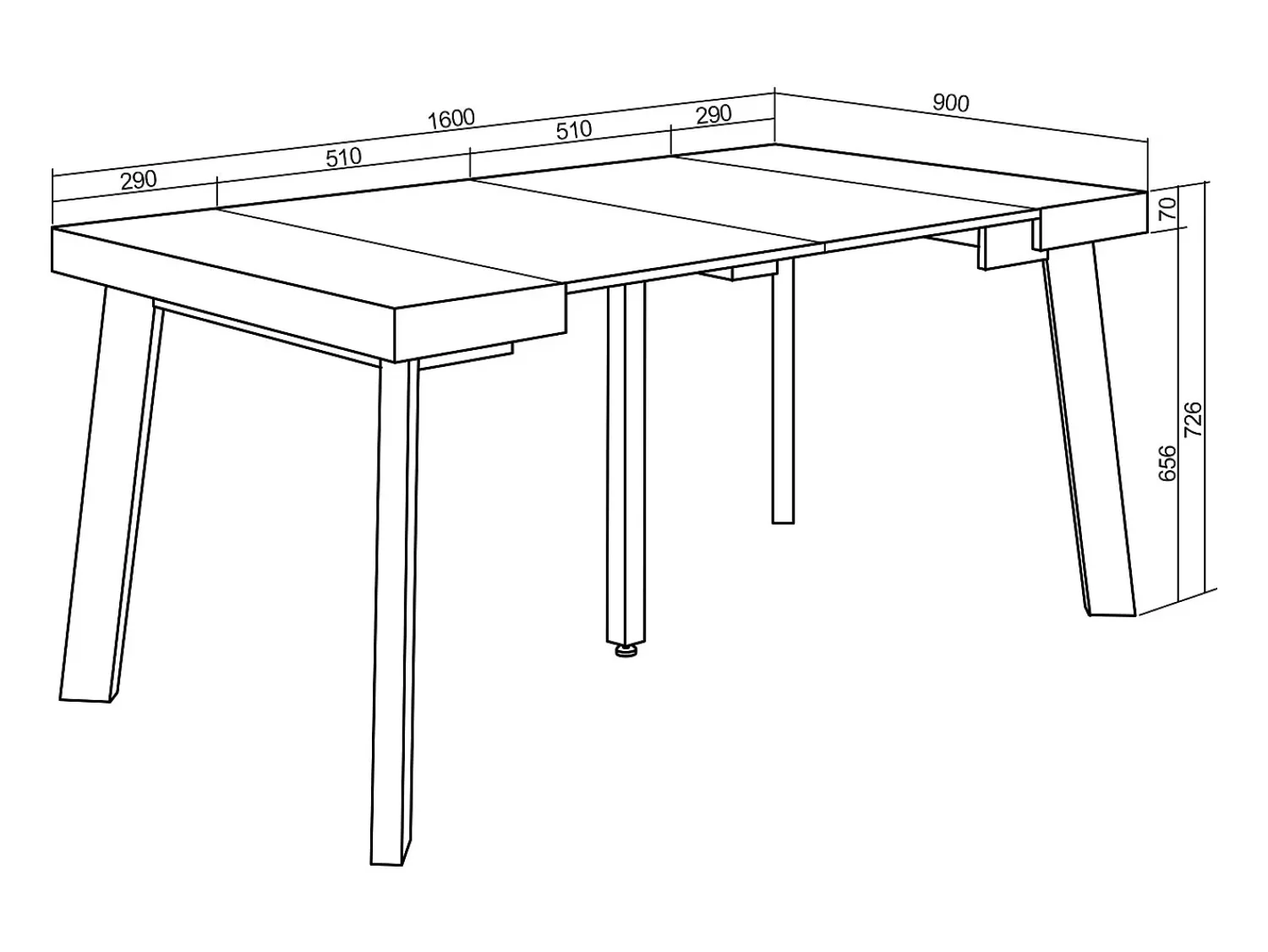 Discount Skraut Home Mesa Consola Extensível, 160x90x73cm, Para 8 pessoas, Pés de madeira, e cinzento Branco