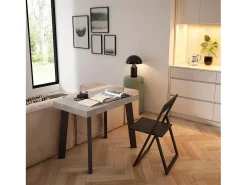 Consola|Skraut Home Mesa Consola Extensível, 262x90x73cm, Para 12 pessoas, Pés de madeira, Cimento Cinzento