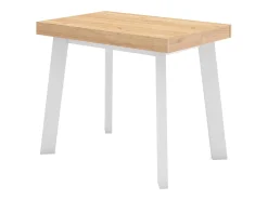 Skraut Home Mesa Consola Extensível, 140x90x73cm, Para 6 pessoas, Pés de madeira, Carvahlo e branco^ Consola