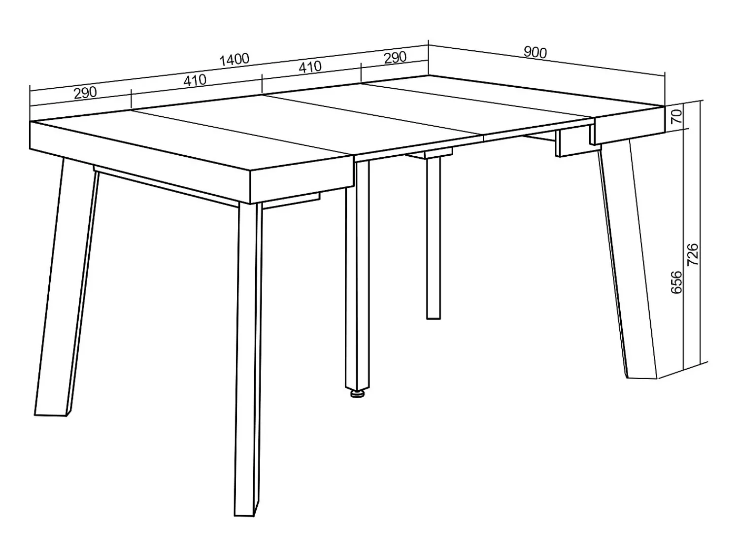 Skraut Home Mesa Consola Extensível, 140x90x73cm, Para 6 pessoas, Pés de madeira, Carvahlo e branco^ Consola