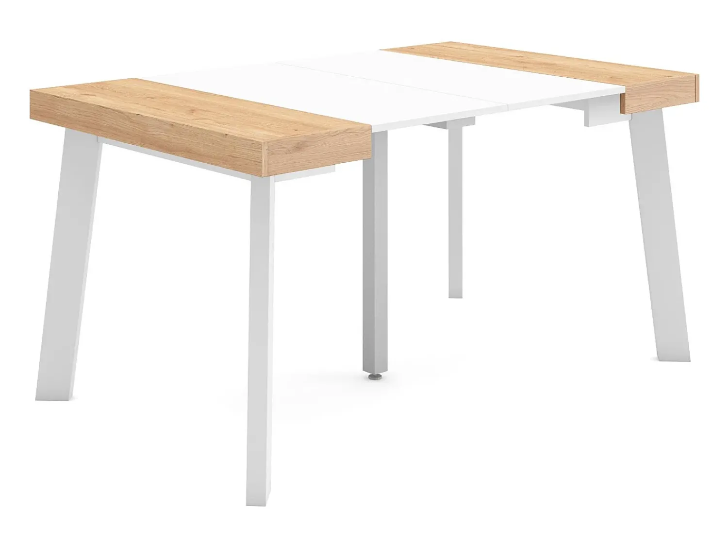 Skraut Home Mesa Consola Extensível, 140x90x73cm, Para 6 pessoas, Pés de madeira, Carvahlo e branco^ Consola