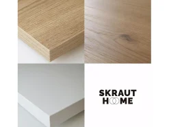 Skraut Home Mesa Consola Extensível, 140x90x73cm, Para 6 pessoas, Pés de madeira, Carvahlo e branco^ Consola