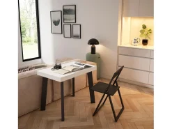 Consola*Skraut Home Mesa Consola Extensível, 262x90x73cm, Para 12 pessoas, Pés de madeira, Branco