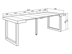 Consola|Skraut Home Mesa Consola Extensível, 222x90x73cm, Para 10 pessoas, Pés de madeira, Cimento Cinzento