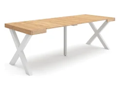 Consola|Skraut Home Mesa Consola Extensível, 222x90x73cm, Para 10 pessoas, Pés de madeira, Carvahlo Natural claro