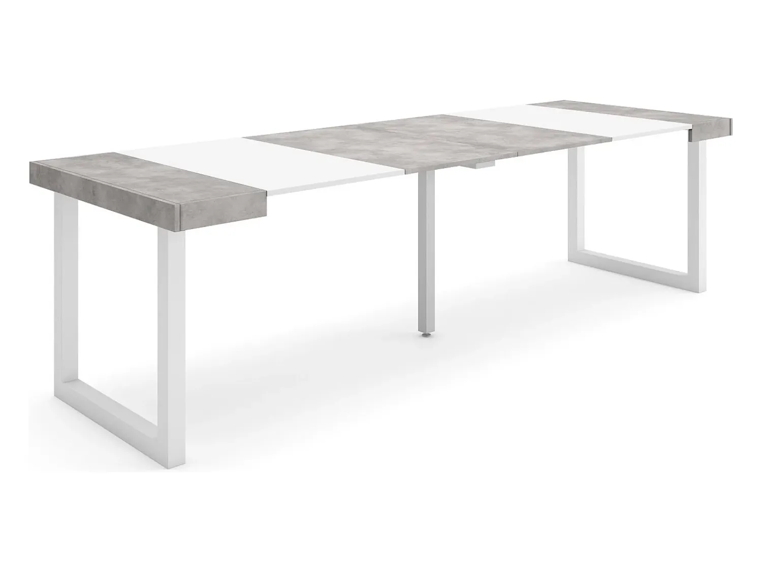 Consola|Skraut Home Mesa Consola Extensível, 262x90x73cm, Para 12 pessoas, Pés de madeira, e cinzento Branco