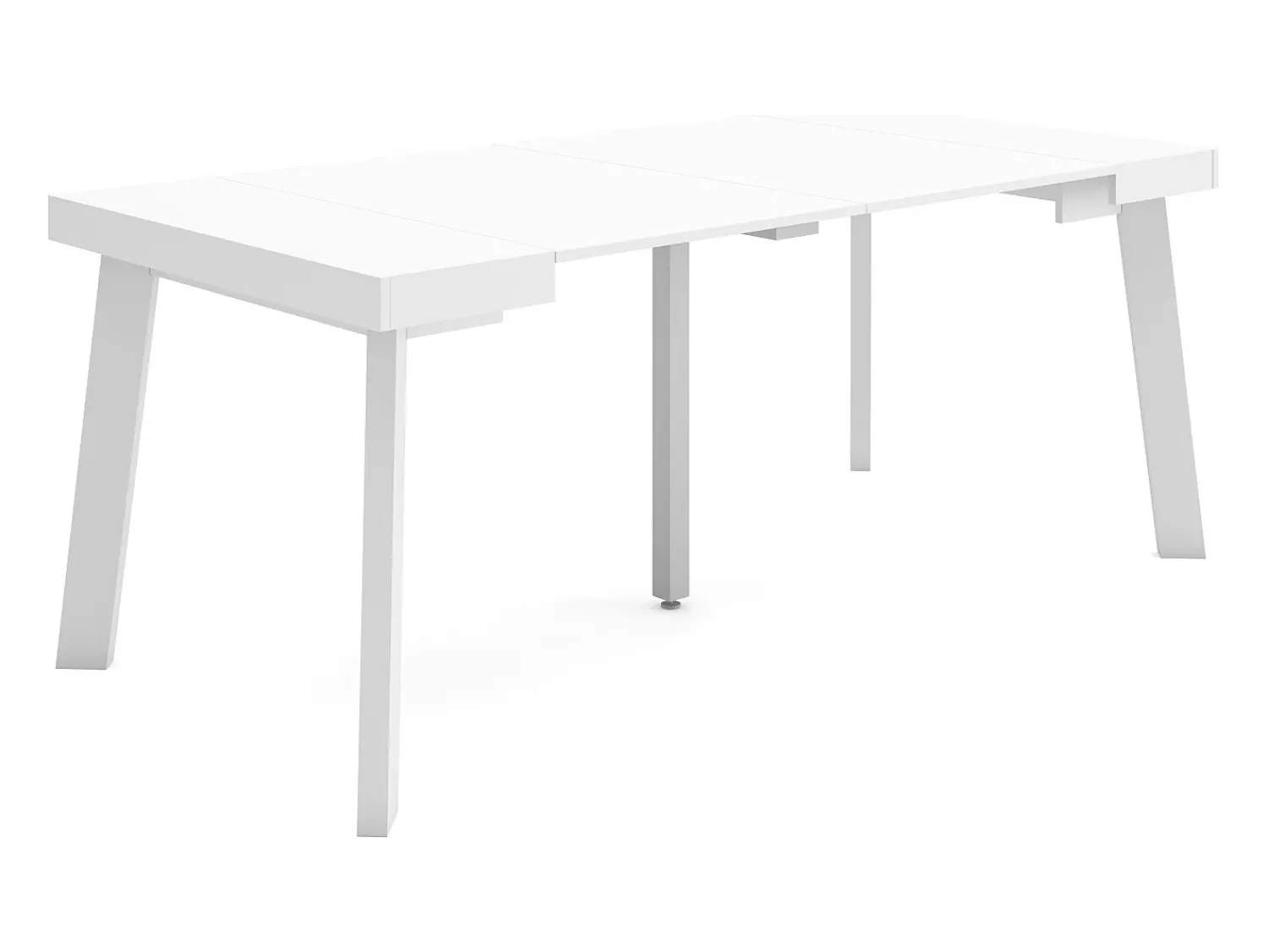 Consola|Skraut Home Mesa Consola Extensível, 180x90x73cm, Para 8 pessoas, Pés de madeira, Branco