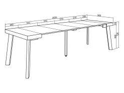 Discount Skraut Home Mesa Consola Extensível, 262x90x73cm, Para 12 pessoas, Pés de madeira, Cimento Cinzento
