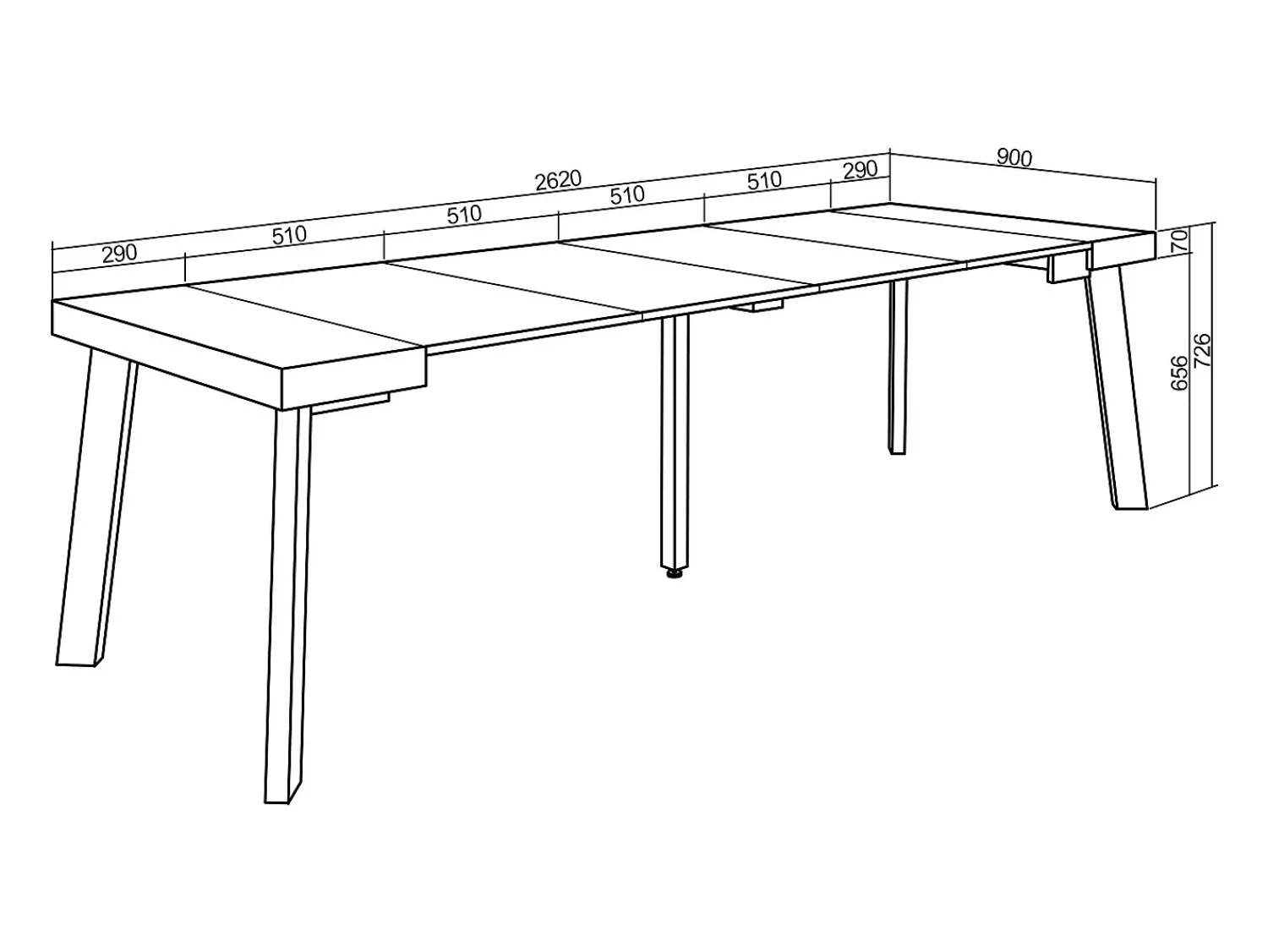 Consola|Skraut Home Mesa Consola Extensível, 262x90x73cm, Para 12 pessoas, Pés de madeira, e cinzento Branco