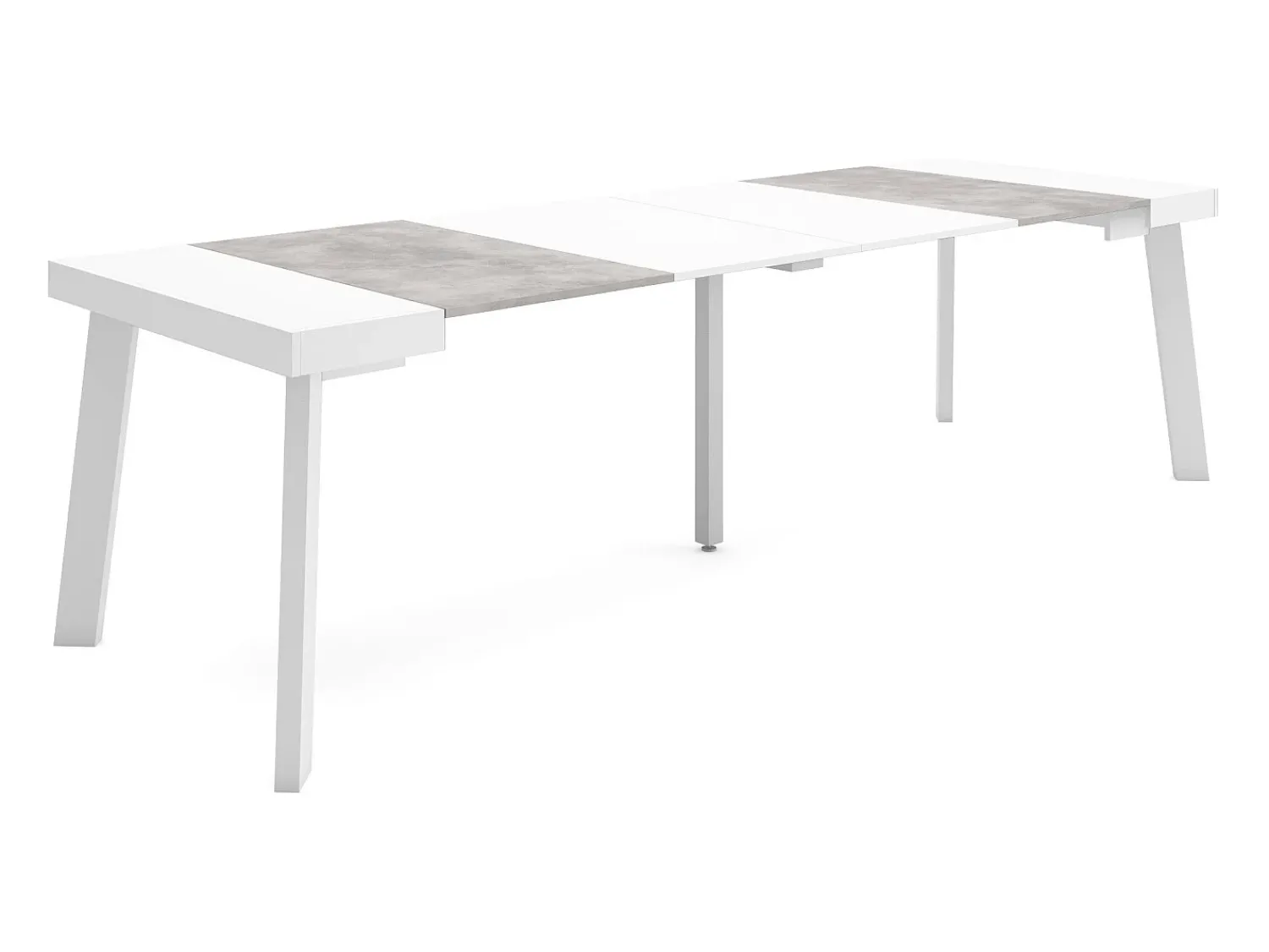 Consola|Skraut Home Mesa Consola Extensível, 262x90x73cm, Para 12 pessoas, Pés de madeira, e cinzento Branco