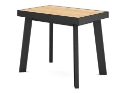 Consola*Skraut Home Mesa Consola Extensível, 222x90x73cm, Para 10 pessoas, Pés de madeira, Carvahlo e preto Natural claro